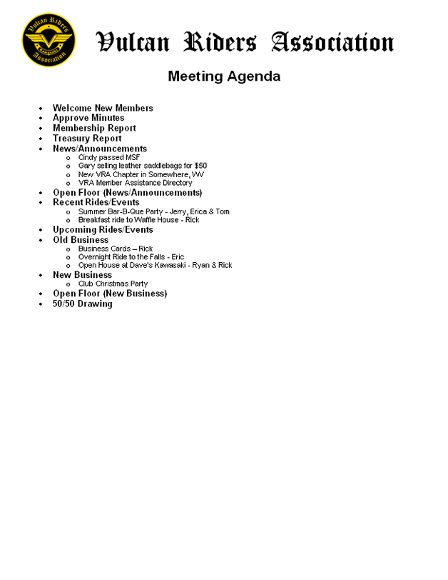 Meeting Agenda